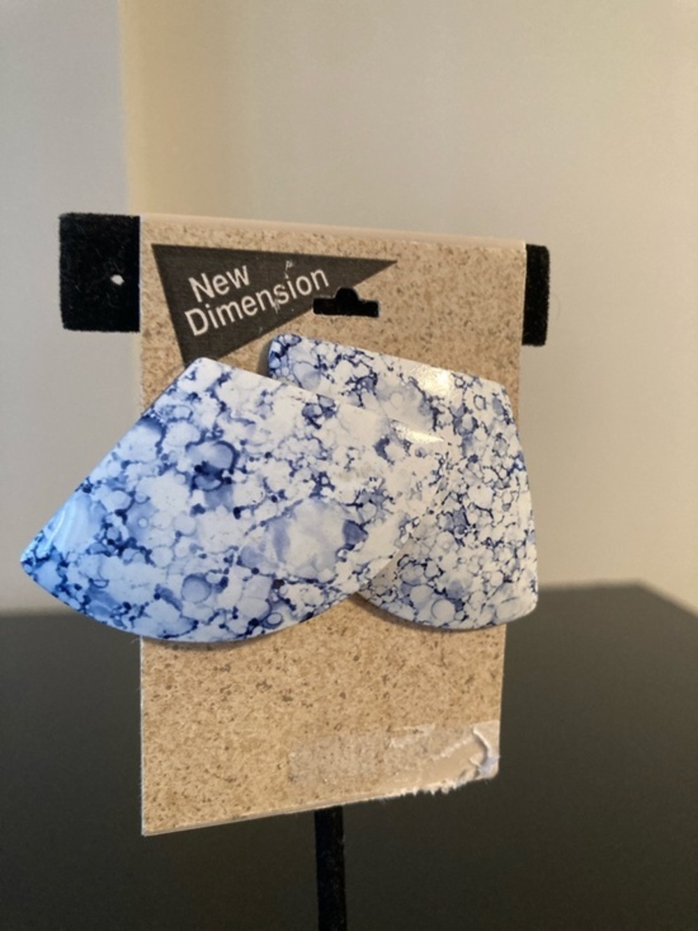 New Dimension Blue & White Marbled Statement Earrings